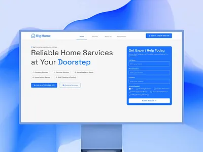 Big Home - Cleaning Services Website UI/UX Design cleaner cleaning agency cleaning business cleaning company cleaning landing page cleaning logo cleaning service cleaning service website cleaning website c commercial cleaning corporate cleaning services deep cleaning house cleaning motion design pixso design speed cleaning user interface