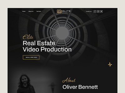 Elite - Landing Page Design cinematic cinematic quality collaborative process concept design design figma graphic design landing page design listings production property value real estate ui video video production web design website design