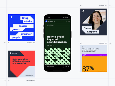 SE Ranking - Social Media Templates branding graphic design infographics instagram post social media startup story templates unikorns