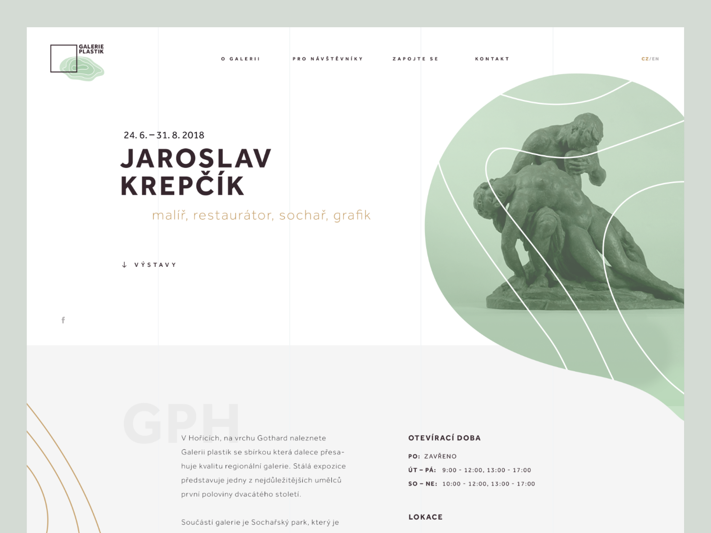 Galerie Plastik gallery landing ui