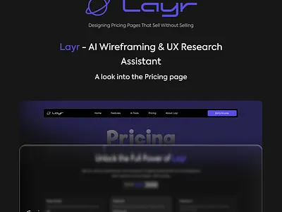 LAYR ai artificial intelligence pricing wireframing