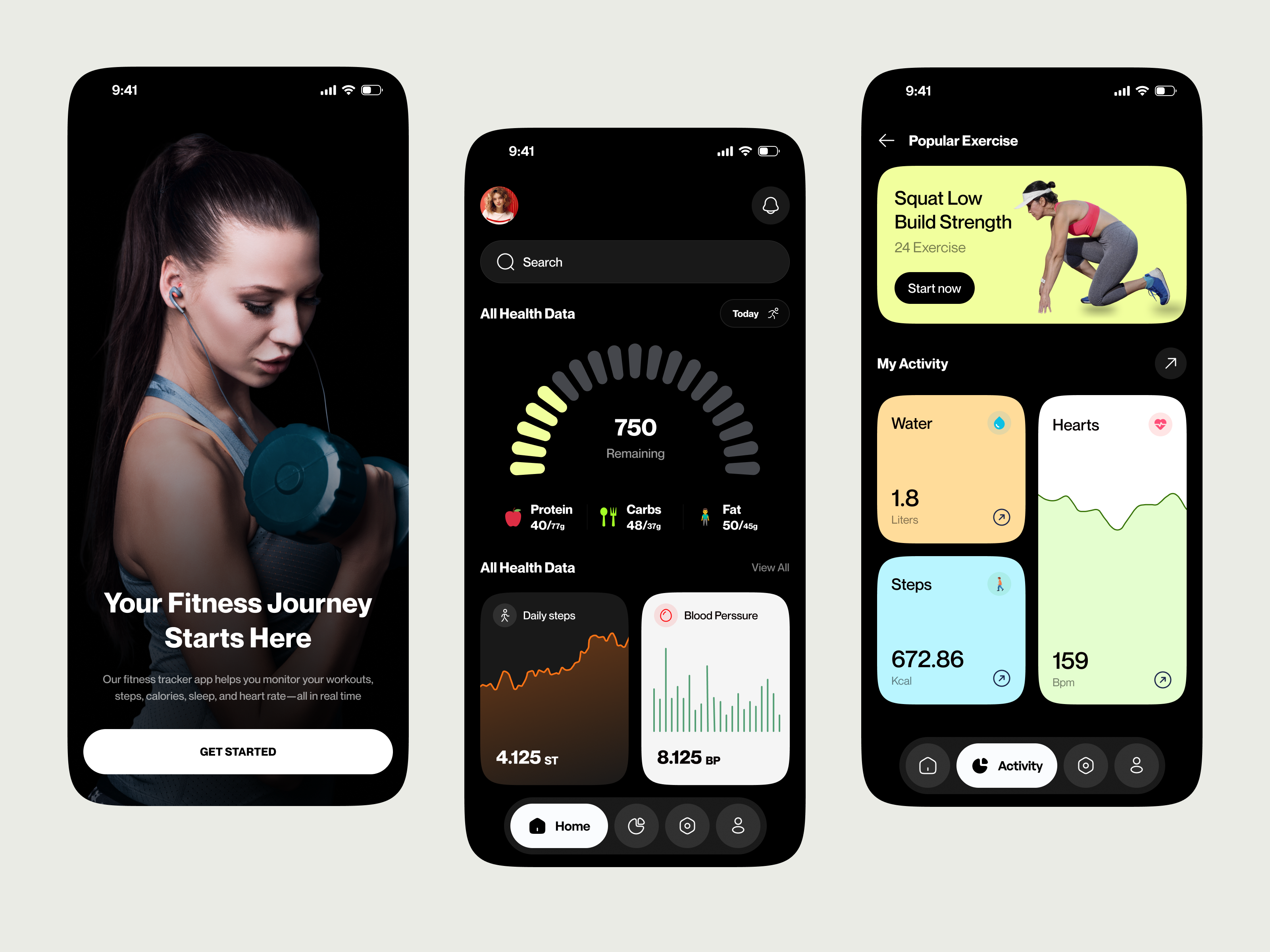 Fitness Tracker Mobile App activity app calories chart clean exercise fitness app fitness tracker gym app health health tracker history record iso app mobile app mobile ui nutrition tracker running sport uiux workout app