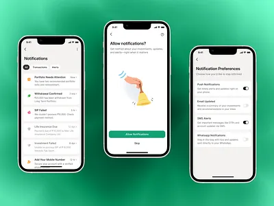 Notifications UI alerts app design clean ui finance fintech interaction design interface design investment ios design minimal design mobiledesign notifications product design scripbox uiux user experience ux pattern wealth management