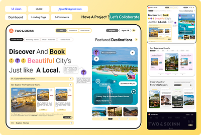 Travel Booking Landing Page – UI for Guest House Platform available for work clean ui dribbble shots freelance designer guest house booking hire me hospitality design hotel booking looking for clients responsive design tourism ui travel website ui design uiux for hire user interface web design webdesigner for hire