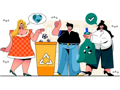 Waste Management Illustration cartoon character concept eco ecology flat garbage graphic design illustration landing page management people plastic scene sorting trash vector waste web website