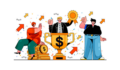 Business Award Illustration arrow award business cartoon character concept flat graphic design illustration landing page leadership people scene success teamwork vector victory web website winner