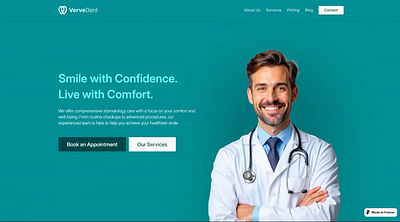 VerveDent – Modern Dental Website (Framer Build) 3d animation branding dental website design figma framer framer developer graphic design illustration logo marketing website motion graphics ui