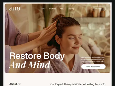 Aura spa message website landing page 3d beauty beauty care beauty product beauty salon body care branding landing page logo message message center mobile app design skin care design spa spa website techwitpro ui uiux design web design website design