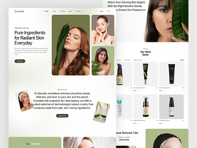 Glowdia - Skincare Website Design beauty tech ecommerce natural products organic oil website oripio personal care product design serum website skin care skincare dashboard skincare landing page design skincare website skincare website design ui design web design website wed
