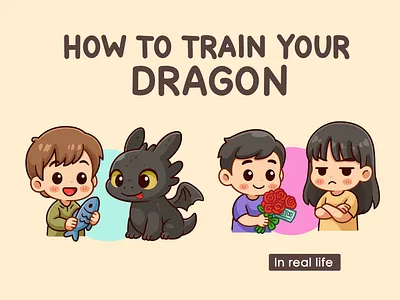 How to train your dragon in real life🐟💐😅 branding character couple cute doodle dragon fanart flat flower funny how to train your dragon humor icon illustration logo meme movie relationship romantic