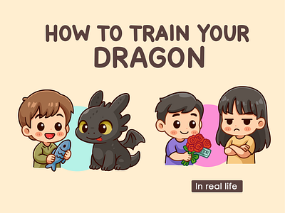 How to train your dragon in real life🐟💐😅 branding character couple cute doodle dragon fanart flat flower funny how to train your dragon humor icon illustration logo meme movie relationship romantic
