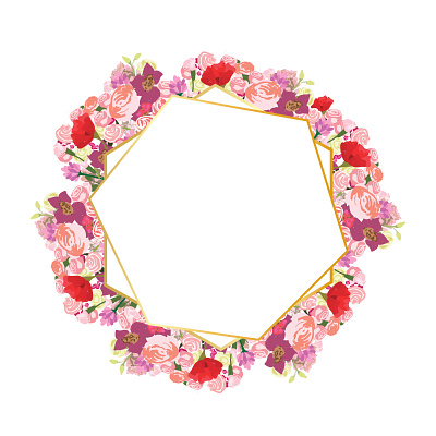 Floral geometric frame art background card design flower frame illustration pattern polygonal
