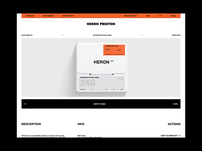 Heron Preston - Bootleg add to bag bootleg box buy clean cta designer eshop fashion grid helvetica hero heron preston layout menu orange product shop technical typography