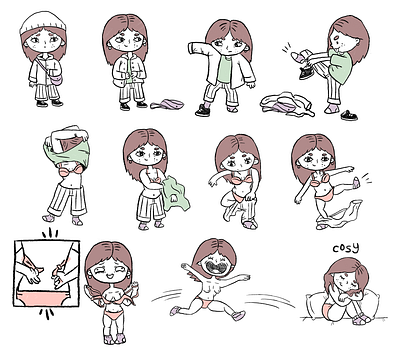 girl hates clothes character comic design illustration