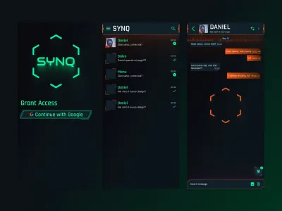 SYNQ Mobile Chat App Futuristic Cyberpunk 2077 branding futuristic graphic design landing logo mobile typography ui ux web design