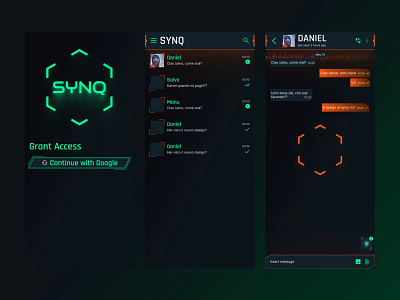 SYNQ Mobile Chat App Futuristic Cyberpunk 2077 branding futuristic graphic design landing logo mobile typography ui ux web design
