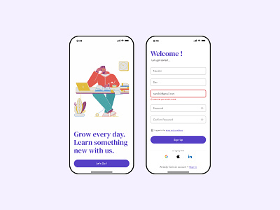 Landing Page and Signup Page UI landing page signup page ui