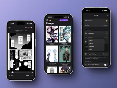 Mangra - Manga Translator motion graphics ui
