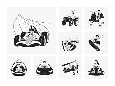 Vehicle Illustration Art Set art auto car city creative design editable graphic icon illustration minimal mobility ride scooter set transport travel truck urban vehicle