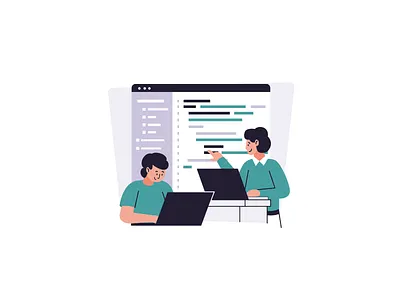 Pair Programming app app developments branding code design developer developer illustrations developments flat flat illustrations illustrations people programming simple tech ui vector web web developments