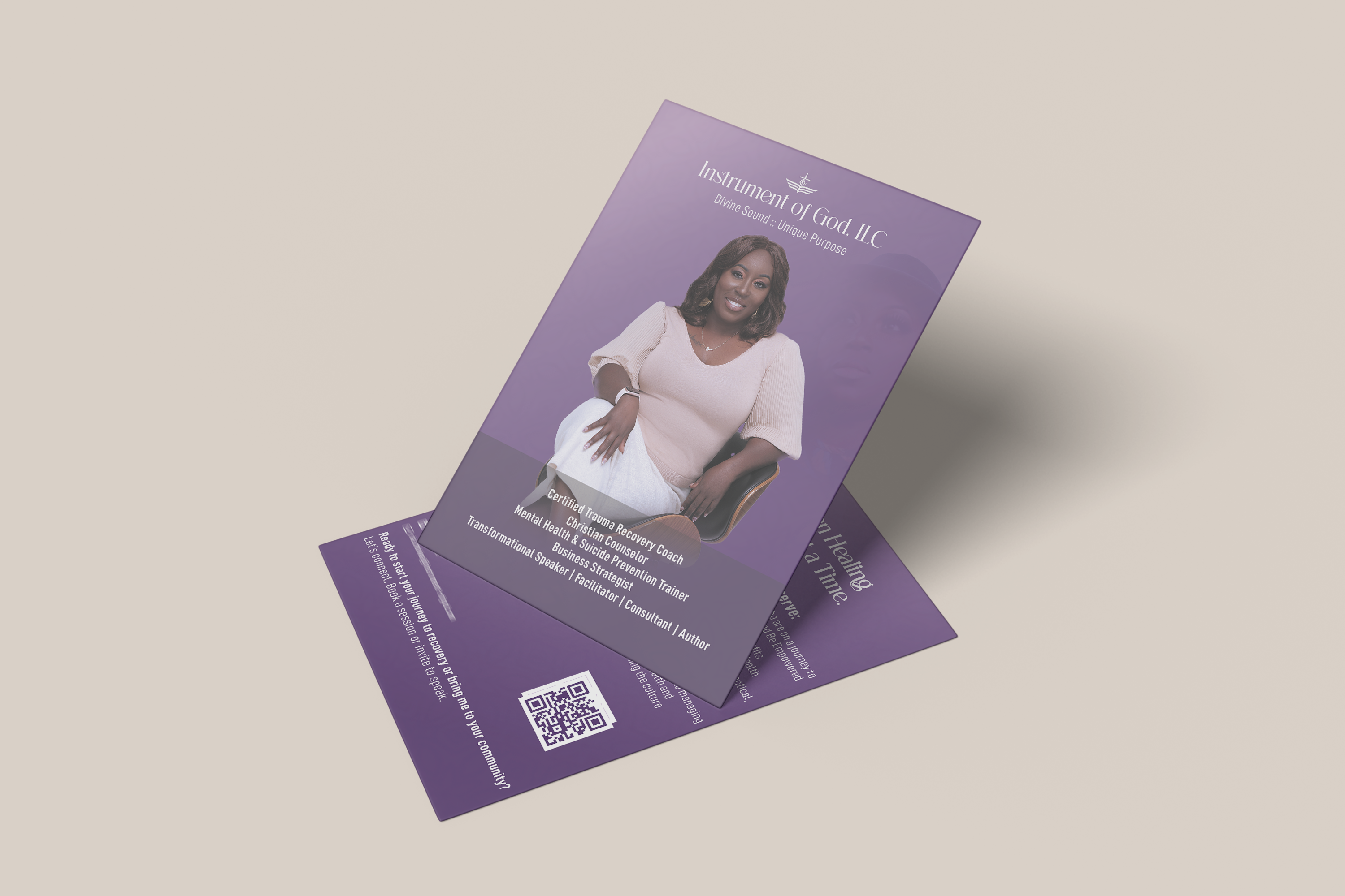 🟣 Postcard Design for Sia Moiwa | Trauma Recovery Coach 🟣 brand identity branding graphic design identity photoshop postcard postcard design postcards