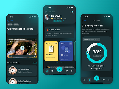 Health App – The Smart Way to Stay Healthy and Productive app application goalplanning health healthy app motivationapp move native app planning productivityapp progress app ui ui app ux