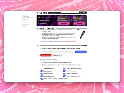 Deleto - Browser's Cleaner & Manager adobe illustrator design extention figma interface logo ui ux web