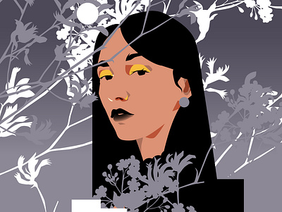 Evening portrait abstract beauty branding composition design editorial editorial illustration flowers glam illustration laconic lines minimal poster woman woman illustration woman portrait