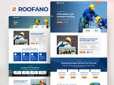 Roofano — Roofing Services WordPress Elementor Template carpenter cleaning construction contractor electrician elementor handyman home improvement hvac landing page landingpage mechanic painter plumber remodeling repair roofing ui webdesign wordpress
