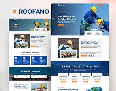 Roofano — Roofing Services WordPress Elementor Template carpenter cleaning construction contractor electrician elementor handyman home improvement hvac landing page landingpage mechanic painter plumber remodeling repair roofing ui webdesign wordpress