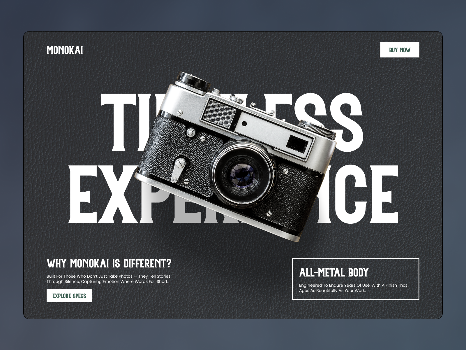 Monokai - Retro Camera Landing Page hero section landing page product landing page single product landing page ui design ux design web design website design