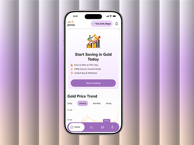 Gold Investment App Home Page banking gold investment savings ui