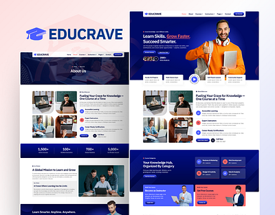 Educrave – Online Courses & Education WordPress Template classes college course design education elementor landing page landingpage learning lesson modern online learning programming schedule school study teacher ui webdesign wordpress