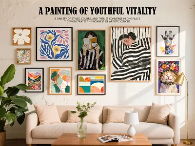 A set of abstract art and modern painting works, with styles ada branding canvas art design graphic design home wall decoration illustration oil painting printing ui