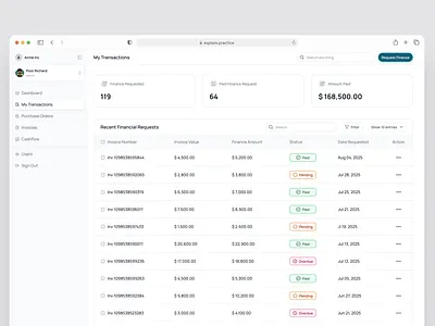 Financial Transactions Screens app design branding product design ui uiux web design