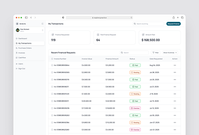 Financial Transactions Screens app design branding product design ui uiux web design