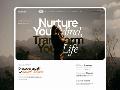 Mental Wellness Landing Page graphic design landing page life minimalist ui