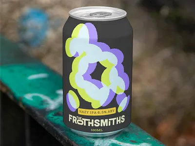 THE FROTHSMITHS BEER CAN DESIGN beer beer can beer can design beer packaging bold brand identity brand identity design branding can design craft beer graphic design hazy ipa logo logo design modern packaging packaging design retro