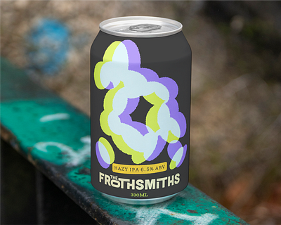 THE FROTHSMITHS BEER CAN DESIGN beer beer can beer can design beer packaging bold brand identity brand identity design branding can design craft beer graphic design hazy ipa logo logo design modern packaging packaging design retro