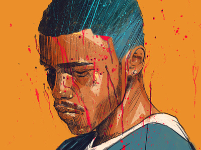 Frank Ocean beaten up character frank ocean illustrated portraits illustration illustrator people portrait portrait illustration rap rapper
