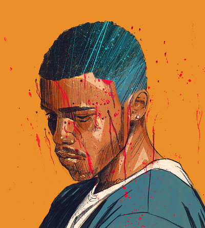 Frank Ocean beaten up character frank ocean illustrated portraits illustration illustrator people portrait portrait illustration rap rapper