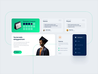 Component - Scrub card dashboard education landing page learning motion graphics ui website