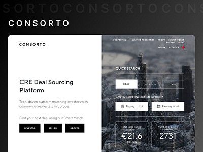 Consorto | UX / UI | Commercial Real Estate Deal Sourcing Platfo b2b dashboard figma landing page producr design ui ui design ux ux design web design website