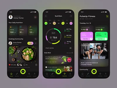 Fitness & Nutrition Mobile App exercise ui fitness fitness app fitness app design fitness trainer app fitness ui health healthcare mobile app mobile app ui mobile ui nutrition nutrition app sport sport application wellness workout app workout plan workout playlist workout tracker
