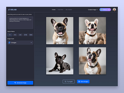 Create Image page aitools creativeai designprocess dribbble faceswap figma freelancedesigner mobileapp mvp productdesign uidesign uxdesign