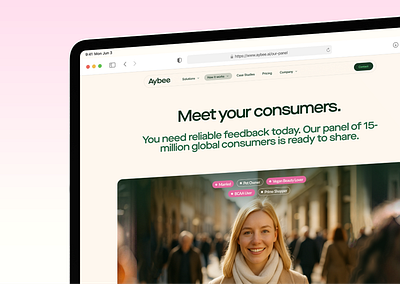 Aybee - E-commerce Research Platform | Minimum Code ai ai e commerce ai pictures ai platform beige beige design bold typography creative design creative landing page e commerce green green design hero section hero section landing page how does it work marketing tool pink pink design research platform researches