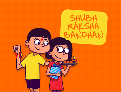 Raksha bandhan caricature charecterdesign flatcolors illustraion india indianfestival rakhabandhan vector