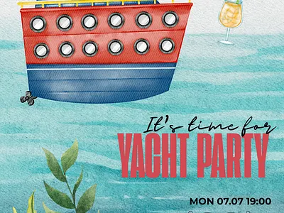 3 Flyers for a Yacht Party. Cartoon Style cartoon style flyer drawing flyer yacht party flyer