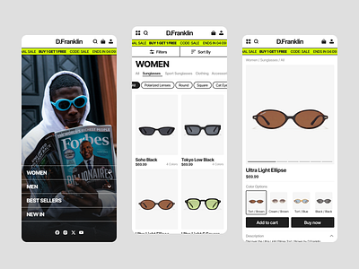 Sunglasses online store mobile website redesign concept app app design branding dailyui design mobile website rwd ui ux uxui website