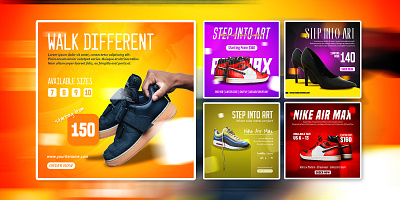 Air Max Promotional Design Social media ads v1 ads air max background boots branding creative design illustration marketing nike photoshop promotion shoes vector